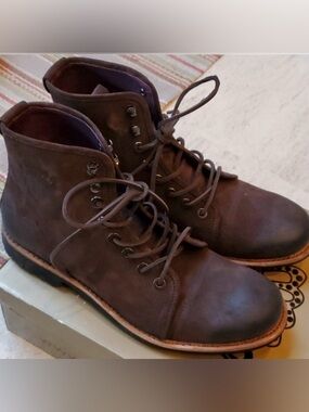 Blackstone Men's Brown Suede Leather Lace-Up Boots Size 46/12